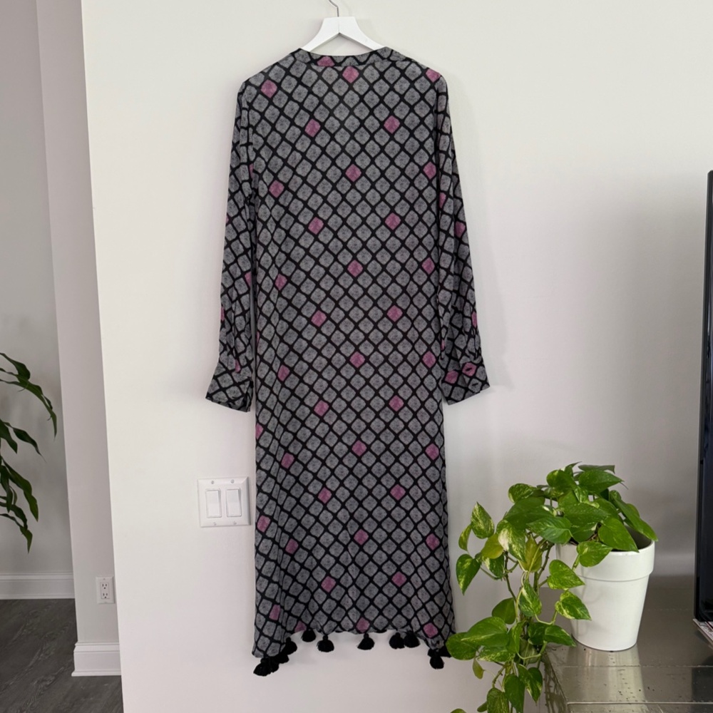 Figue Maxi Kaftan Long Sleeve Tassels Round Neck Size L - Picture 2 of 11